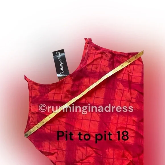 VTG Matty Nique Red Tartan Plaid Maxi Slip Dress NWT 90s Y2K DeadStock XL 8/10 - Picture 13 of 16